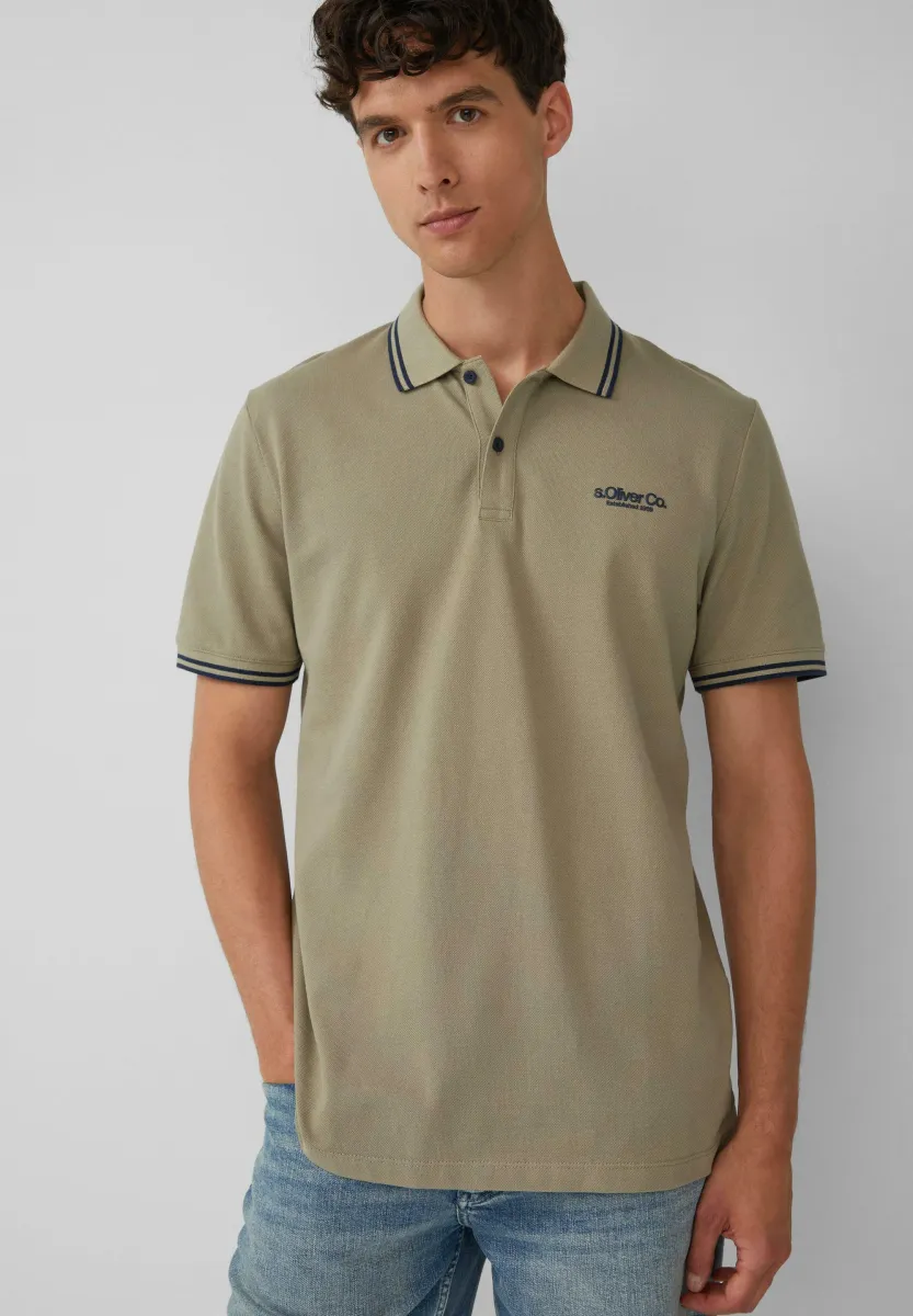 MIT KONTRASTDETAILS UND LOGO - Poloshirt - olivgrün