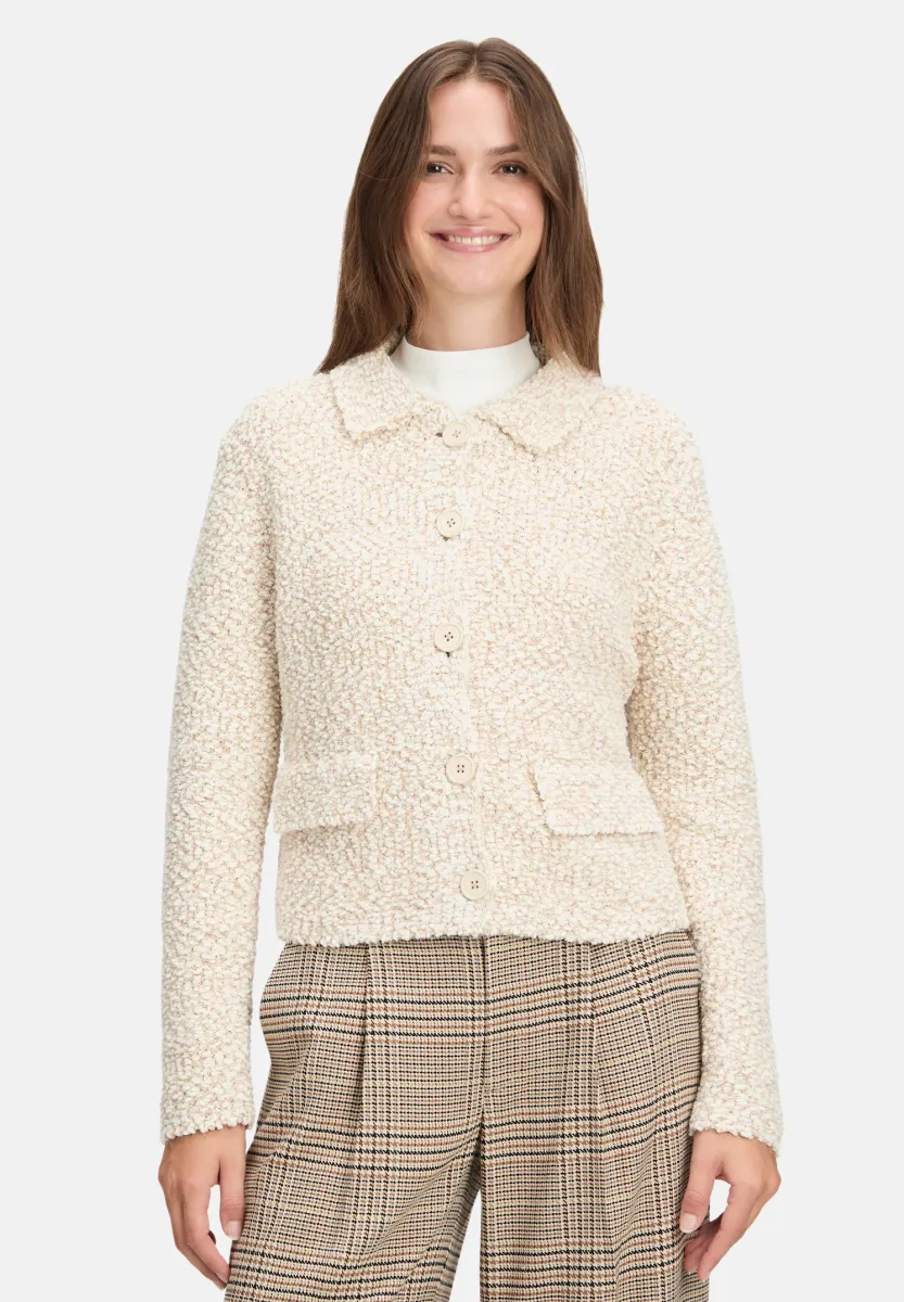 MIT KRAGEN - Strickjacke - beige