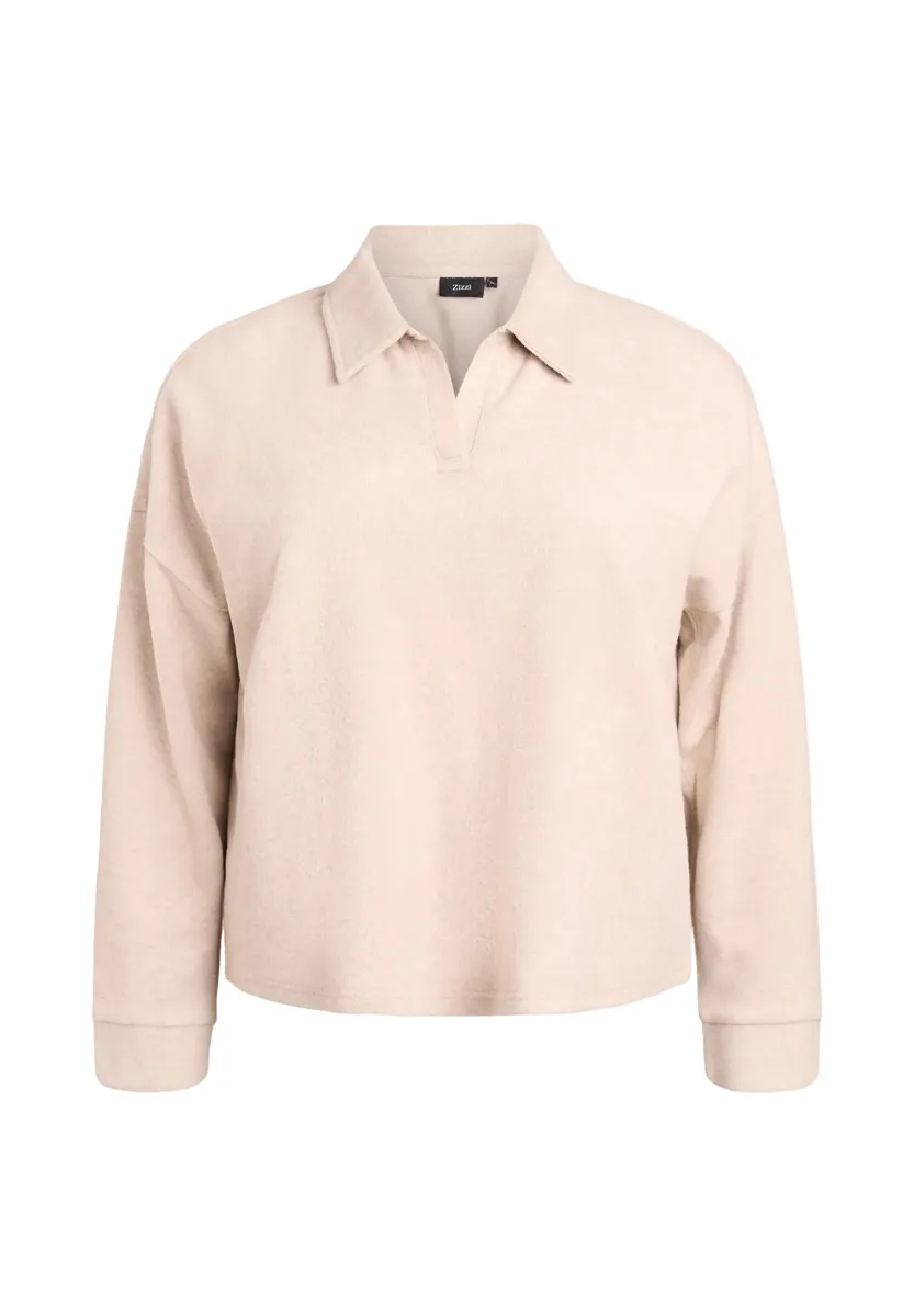 MIT KRAGEN UND V-AUSSCHNITT - Strickpullover - brown mélange