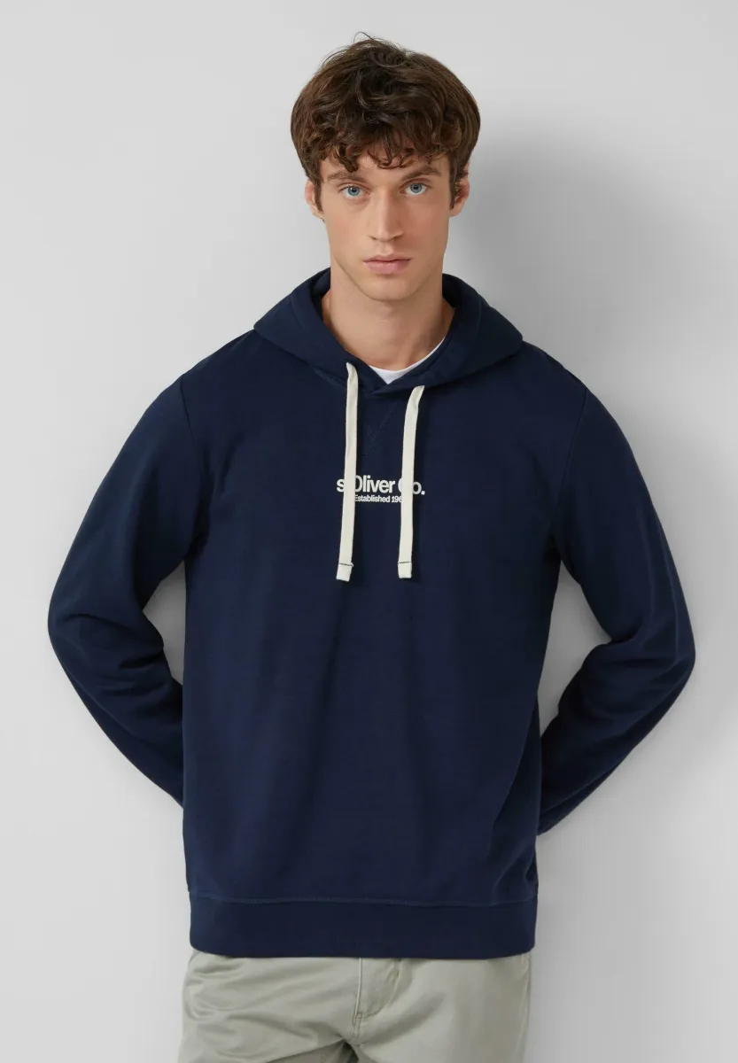 MIT LABEL PRINT - Kapuzenpullover - navy