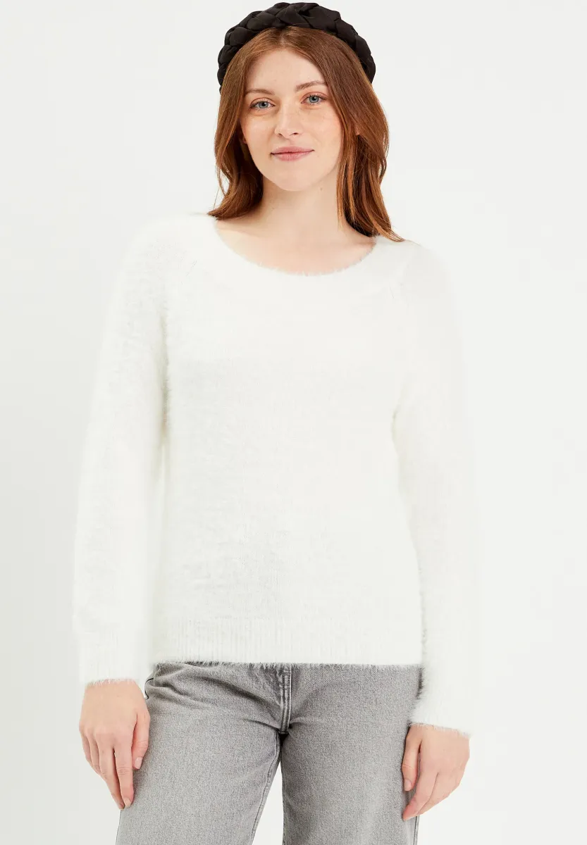MIT LANGEN ÄRMELN - Strickpullover - ecru