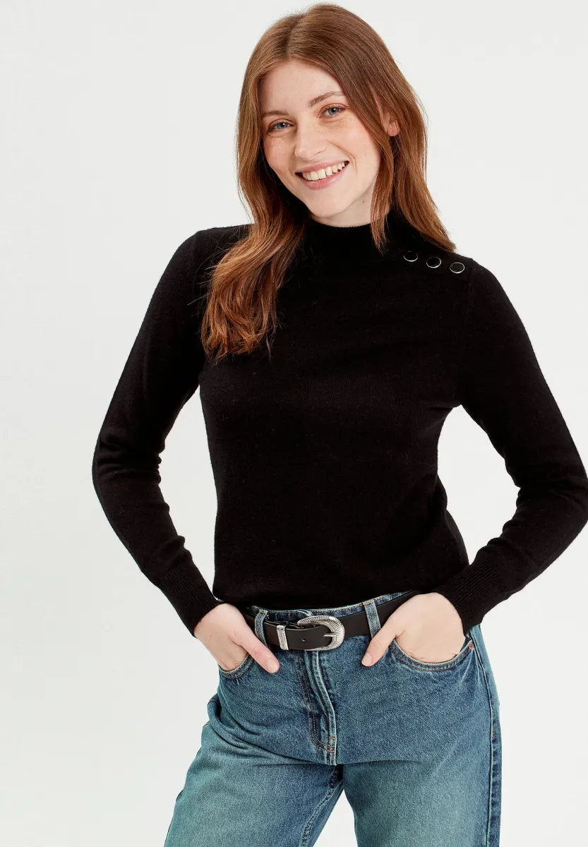 MIT LANGEN ÄRMELN - Strickpullover - noir