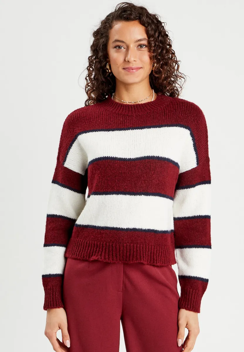 MIT LANGEN ÄRMELN - Strickpullover - rouge foncé