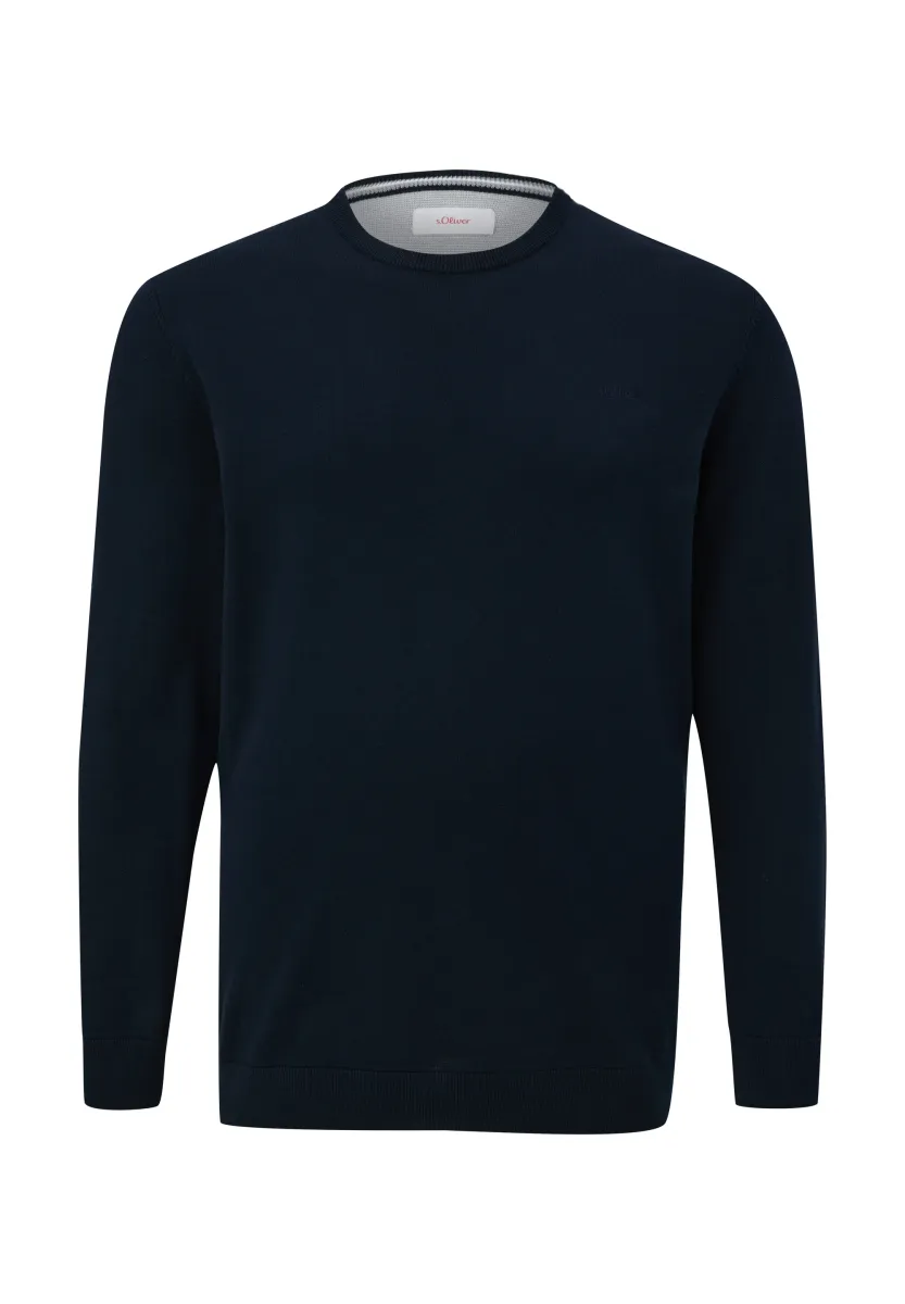 MIT LOGO STICKEREI - Strickpullover - navy