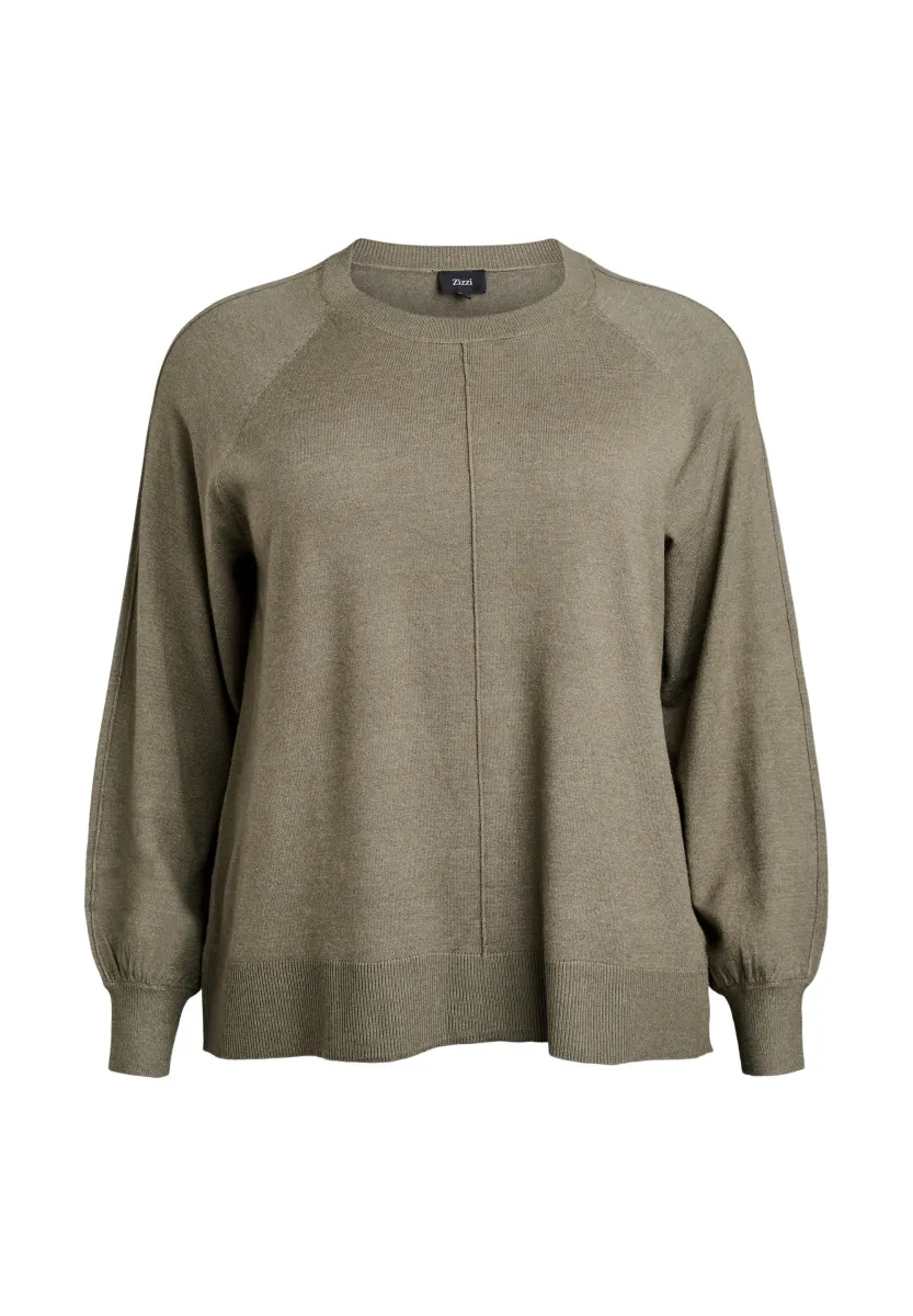 MIT MITTELNAHT UND RAGLANÄRMELN - Strickpullover - dusty olive
