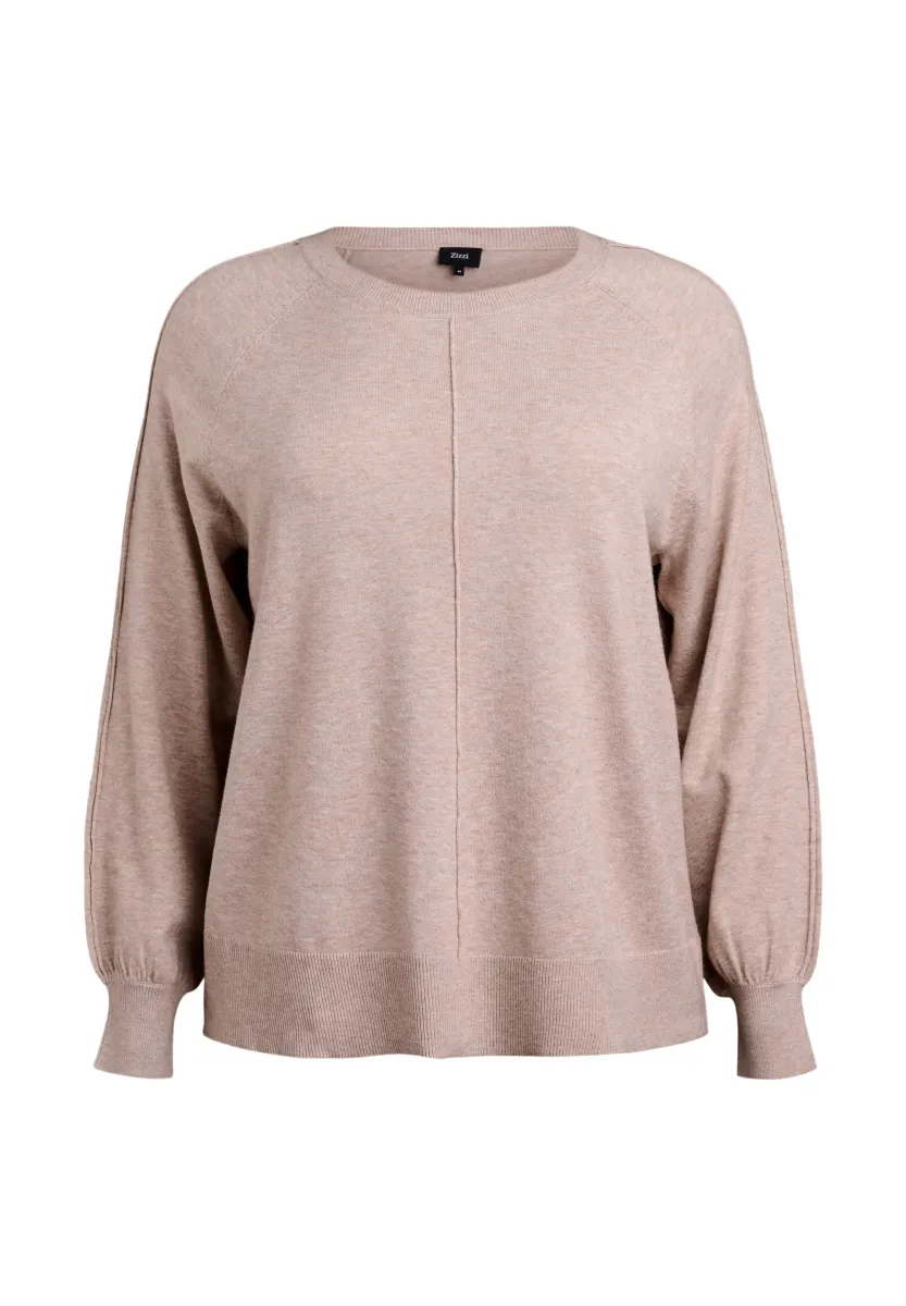 MIT MITTELNAHT UND RAGLANÄRMELN - Strickpullover - simply taupe