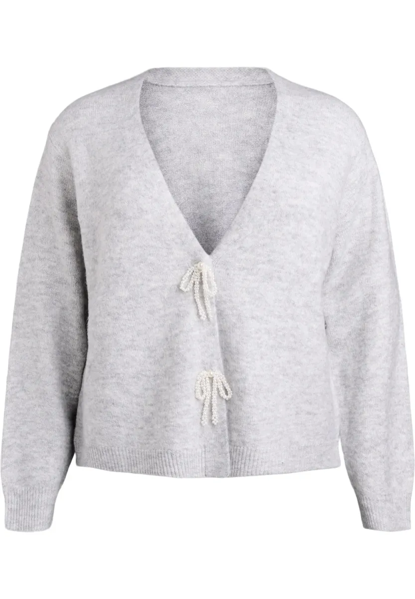 MIT PERLMUTTKNÖPFEN - Strickjacke - light grey melange