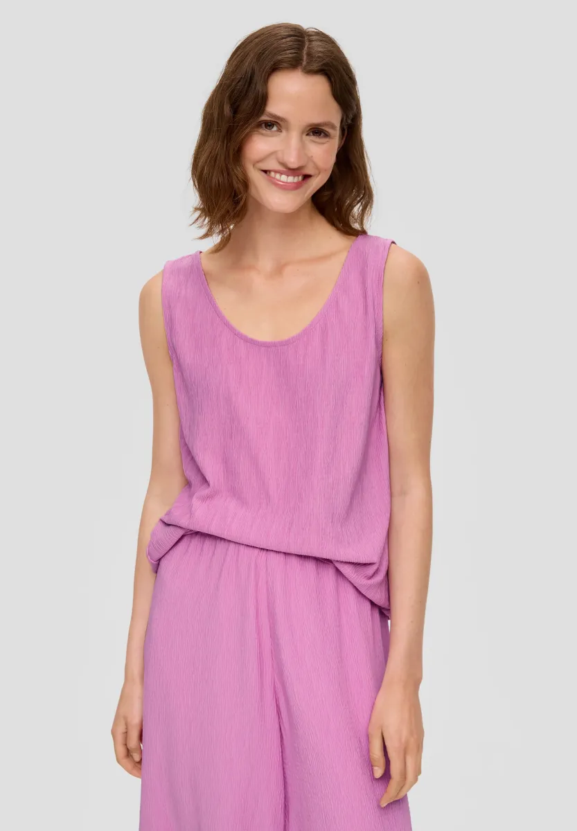 MIT PLISSEEFALTEN - Top - rosa