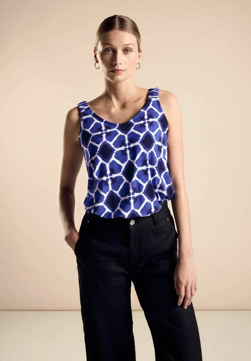 MIT PRINT - Top - blau