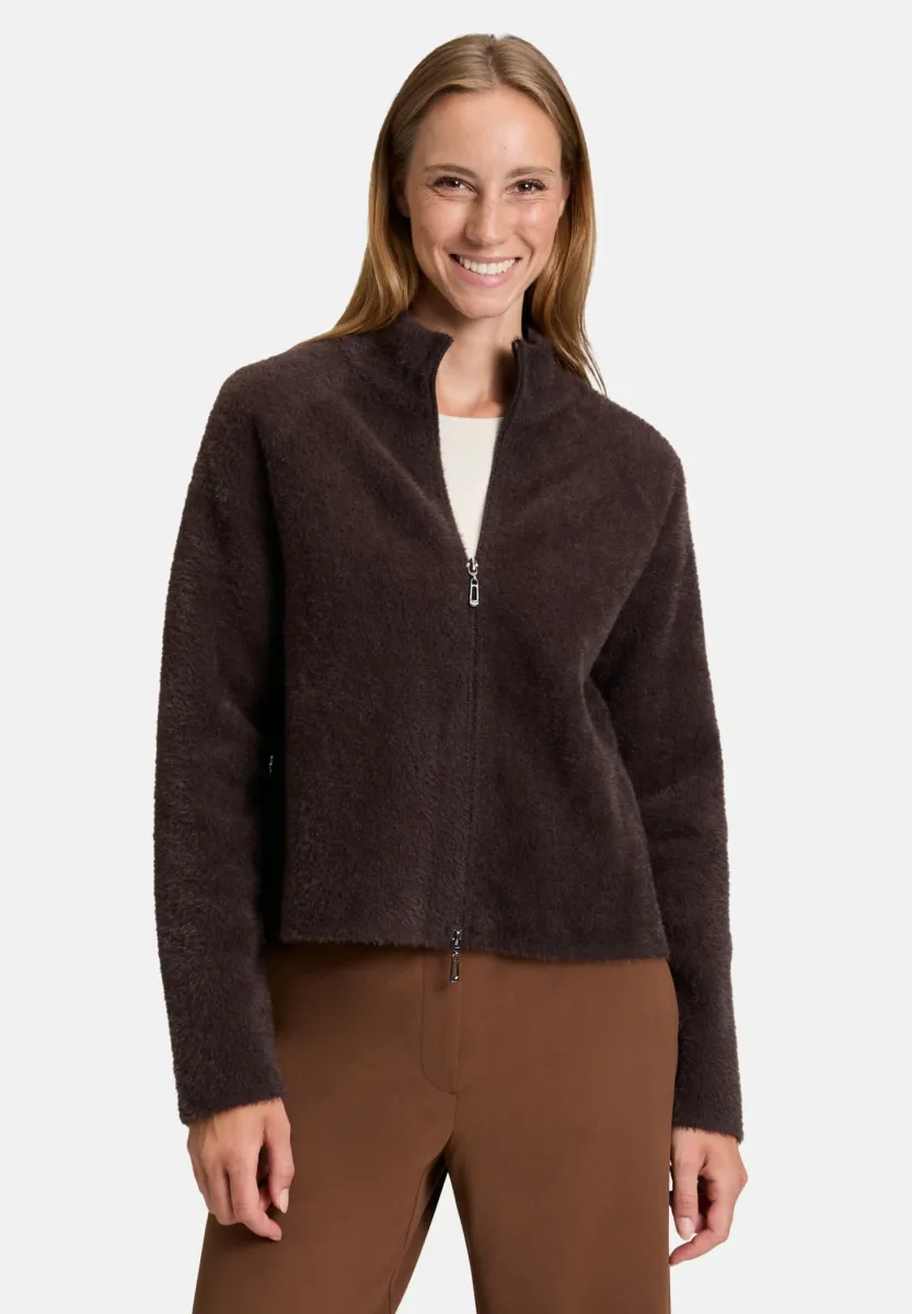 MIT REISSVERSCHLUSS - Strickjacke - light maroon