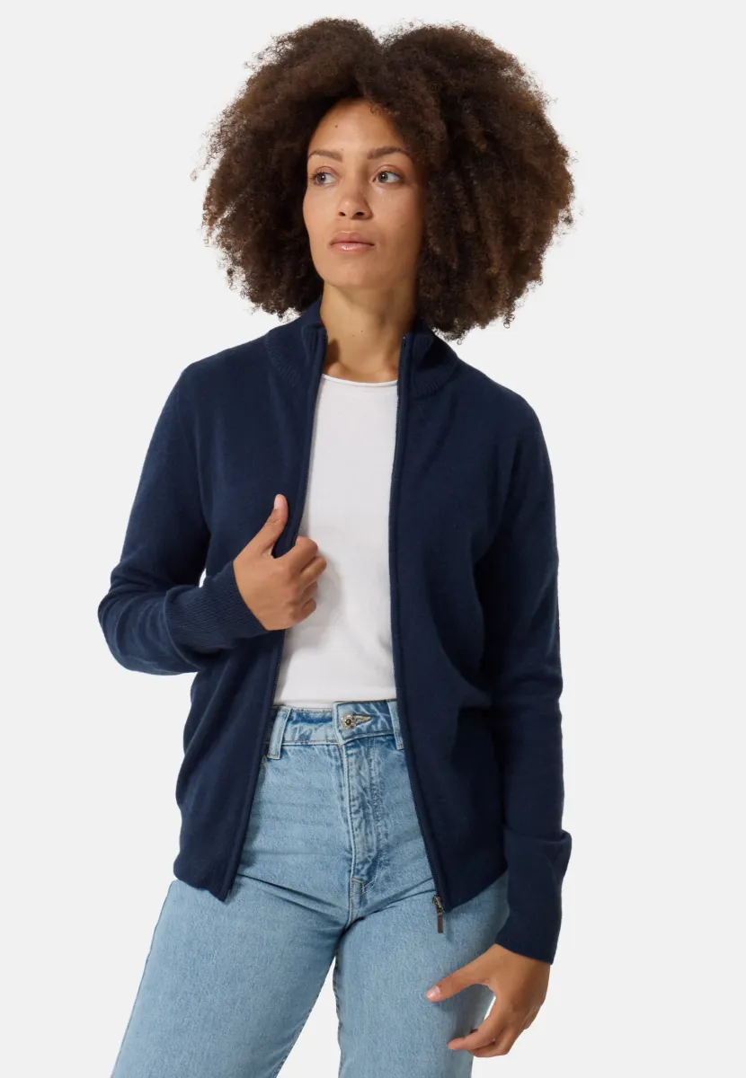 MIT REISSVERSCHLUSS - Strickjacke - navy blau