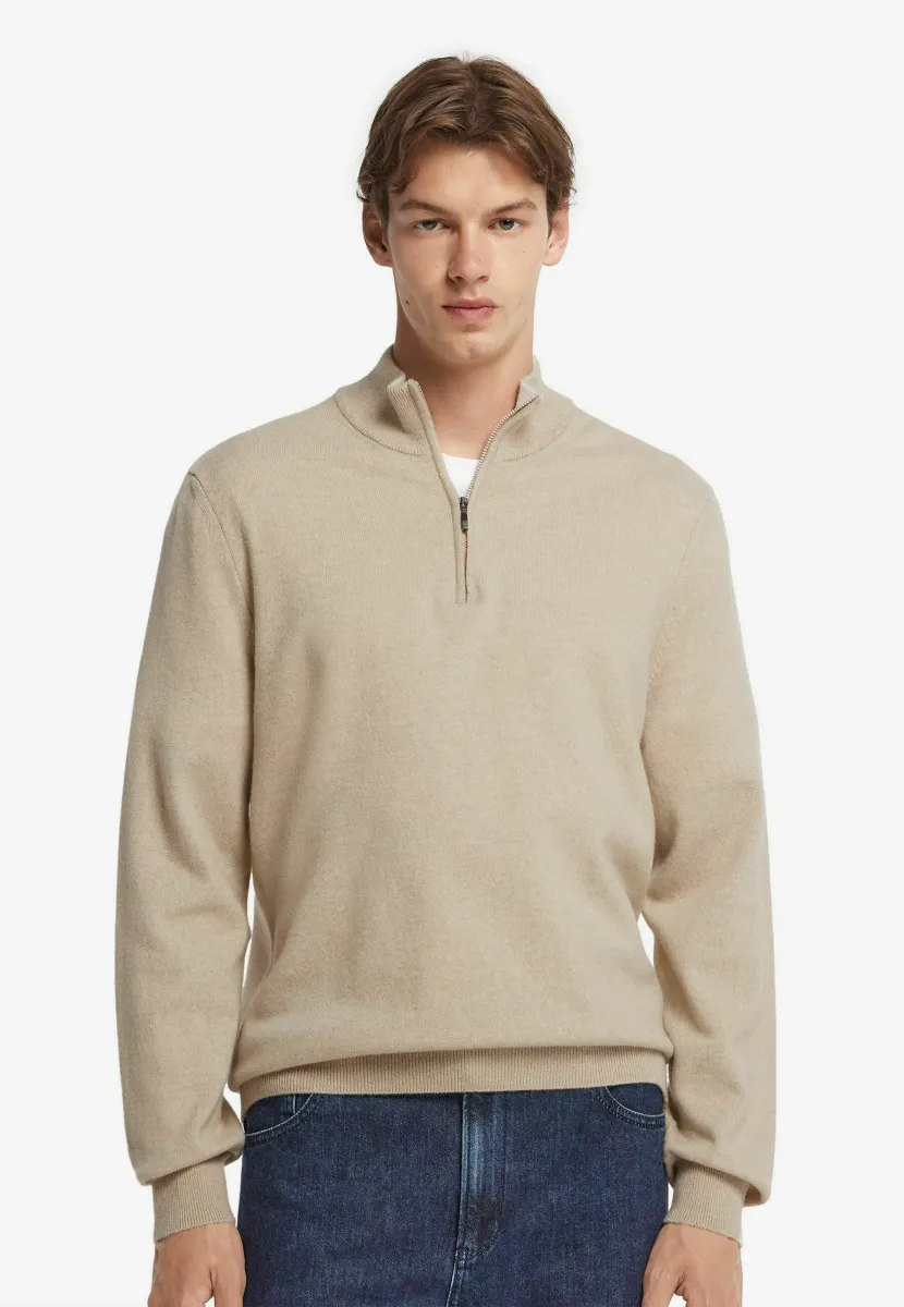 MIT REISSVERSCHLUSSEINSATZ AUS ULTRASOFT - Strickpullover - natural