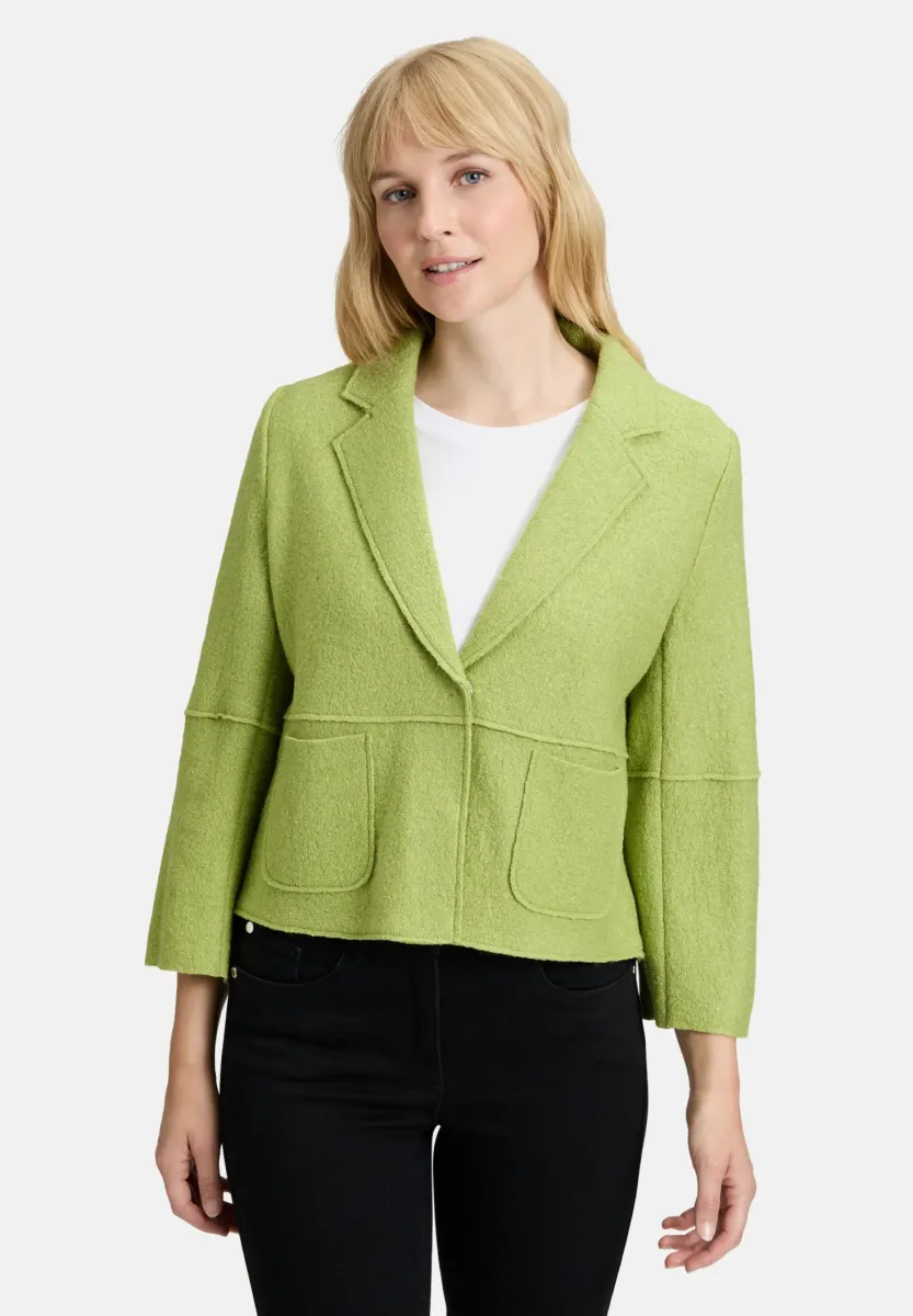 MIT REVERSKRAGEN - Strickjacke - fresh moss