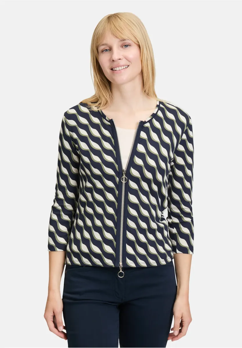 MIT RIPPENSTRUKTUR - Strickjacke - dark blue green