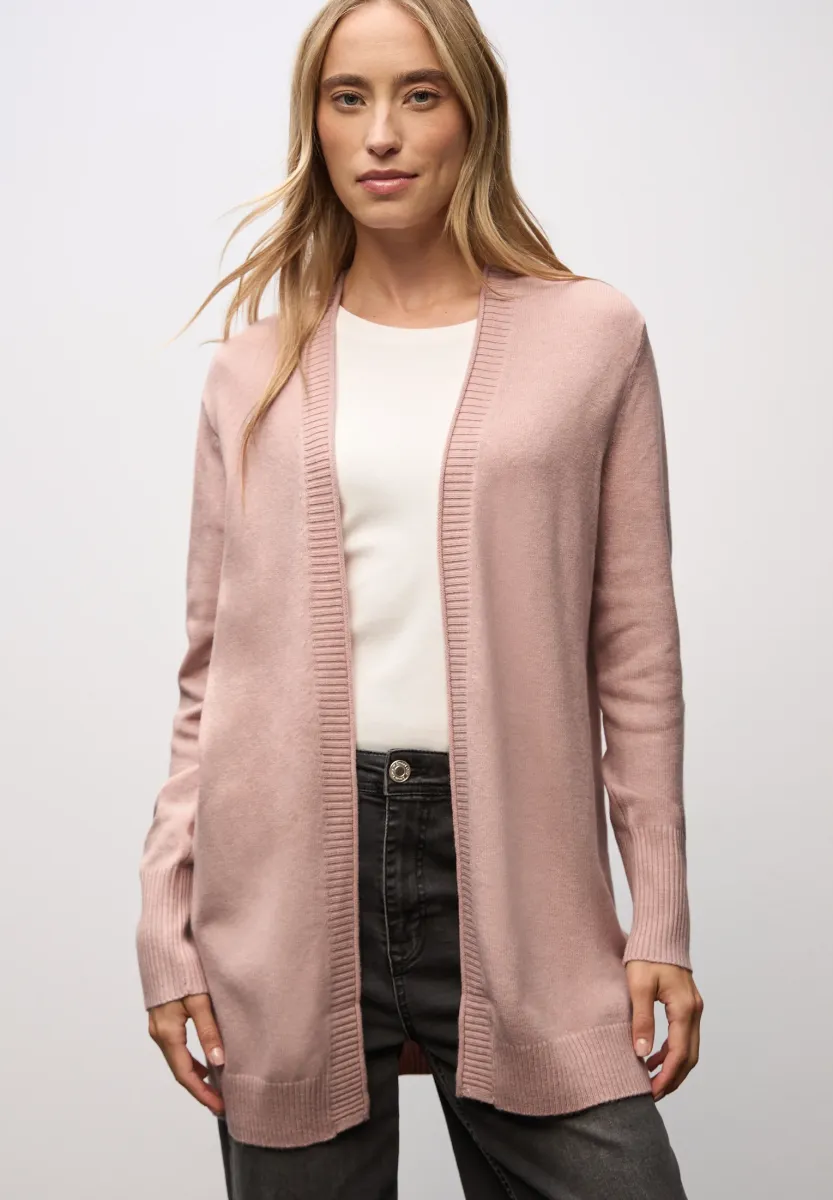 MIT ROLLKANTE  - Strickjacke - rosa