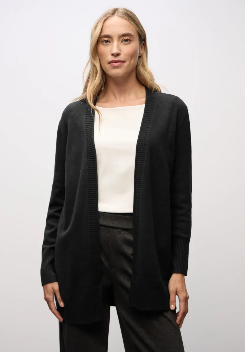 MIT ROLLKANTE  - Strickjacke - schwarz