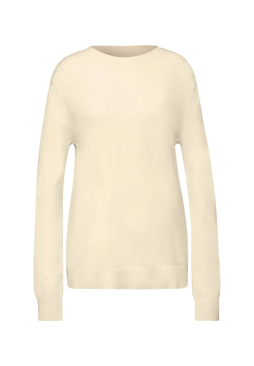 MIT ROLLKANTE - Strickpullover - beige