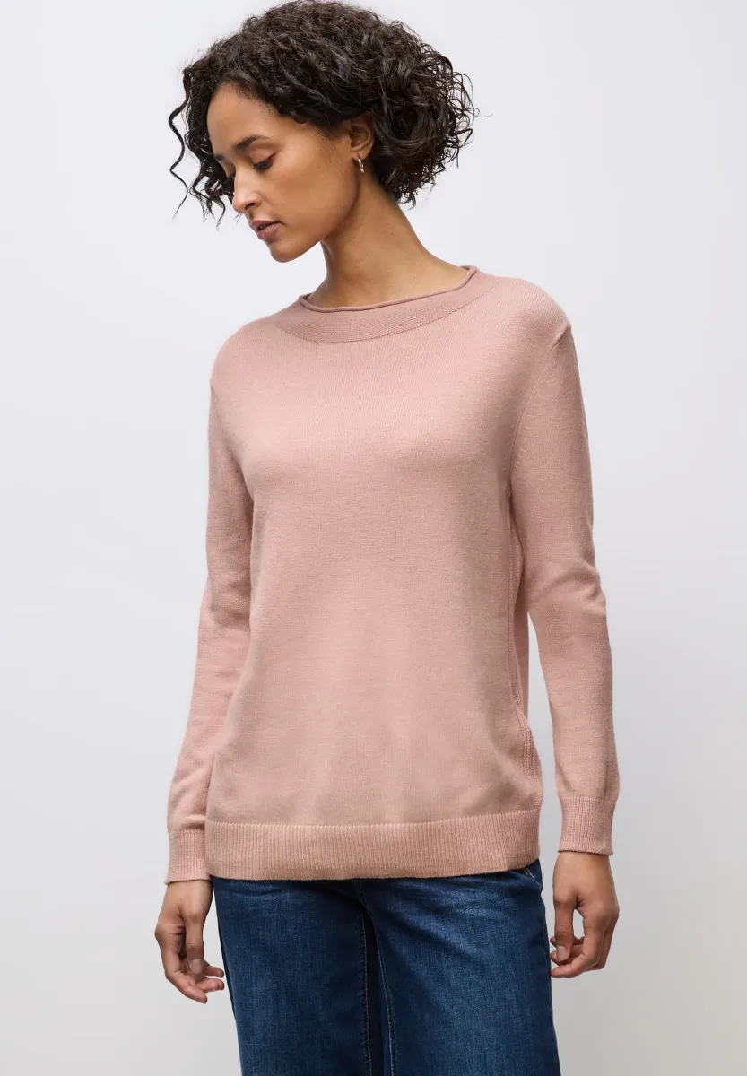 MIT ROLLKANTE - Strickpullover - rosa