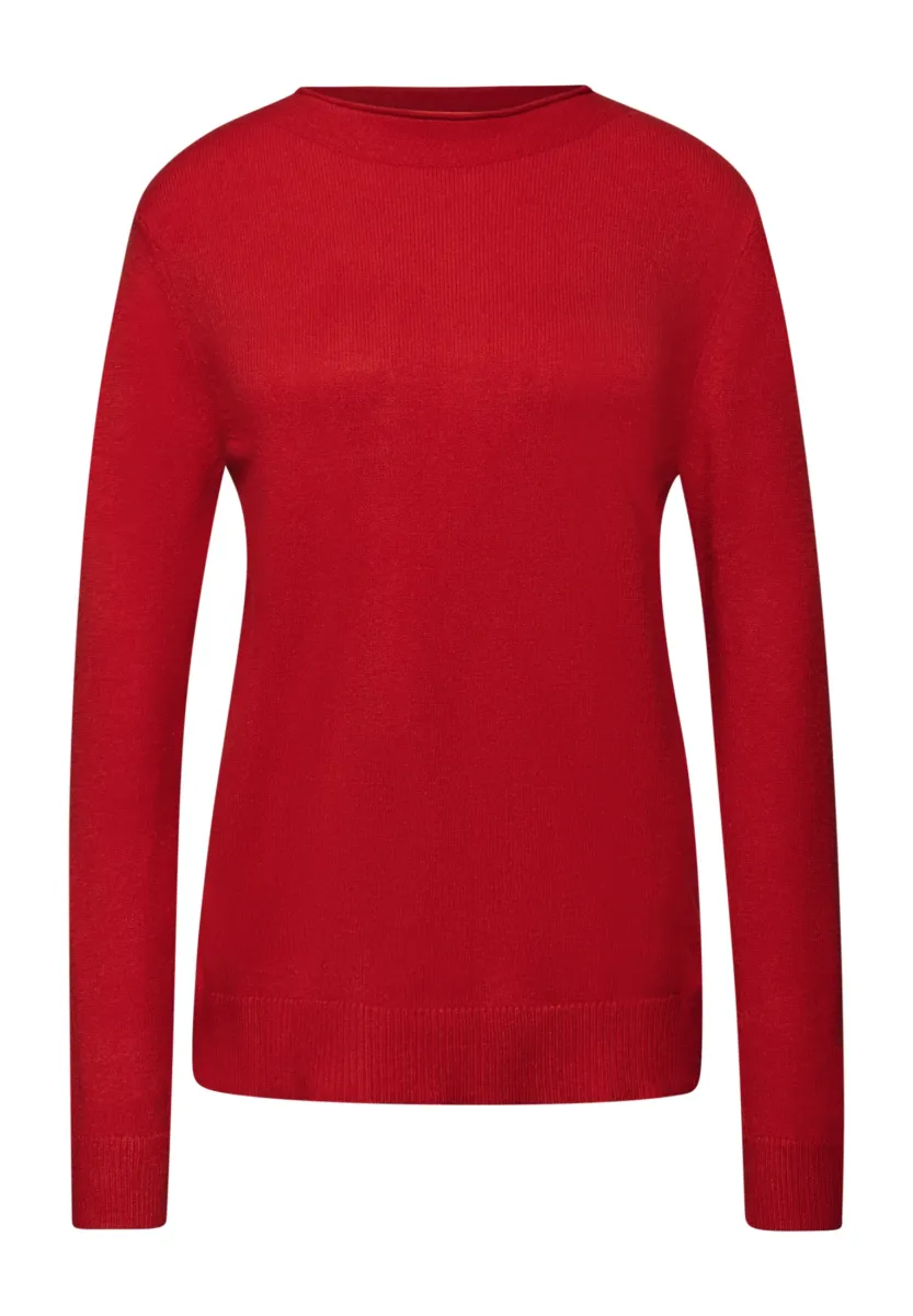 MIT ROLLKANTE - Strickpullover - rot