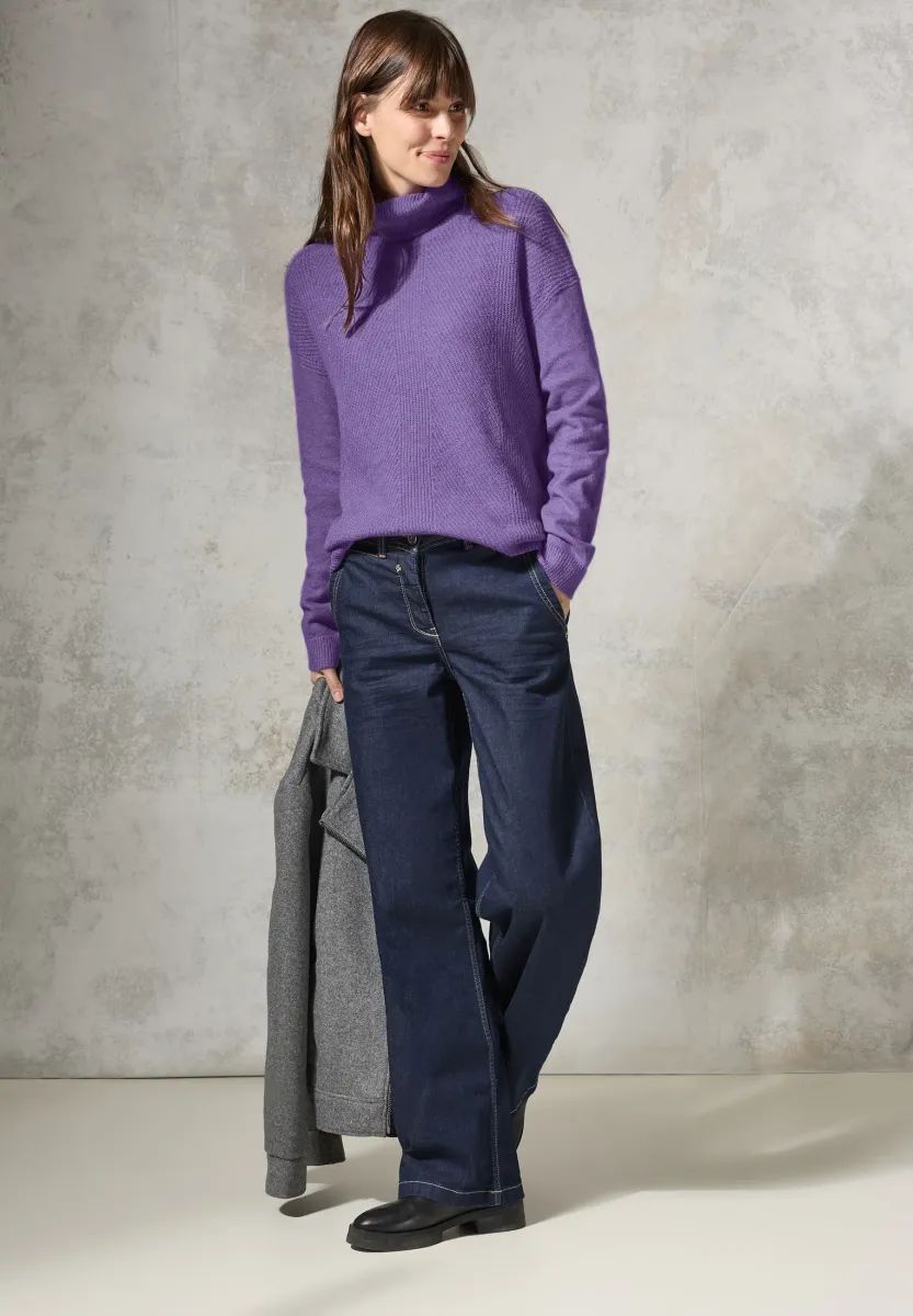 MIT ROLLKRAGEN - Strickpullover - lila