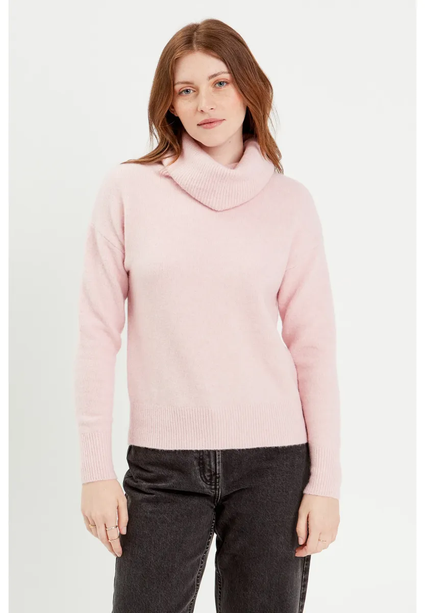 MIT ROLLKRAGEN - Strickpullover - rose pastel