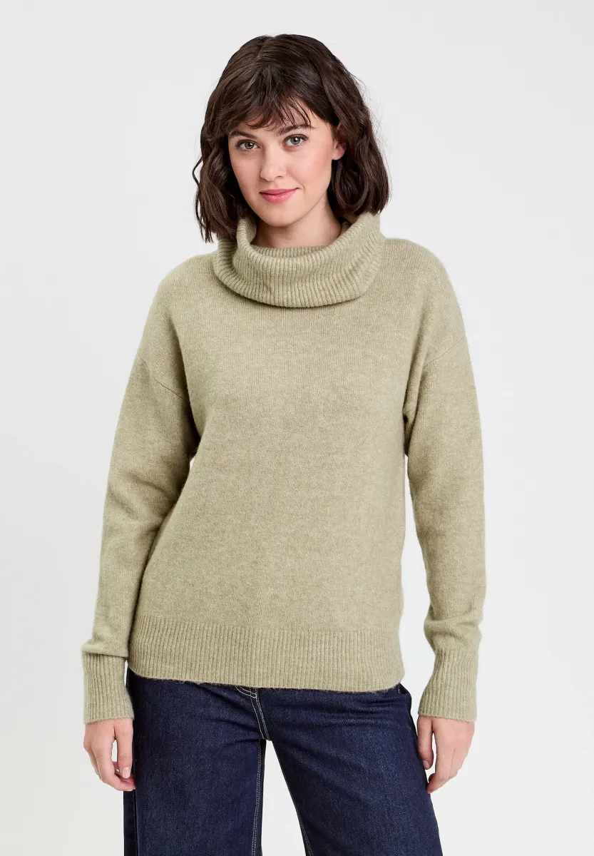 MIT ROLLKRAGEN - Strickpullover - vert kaki
