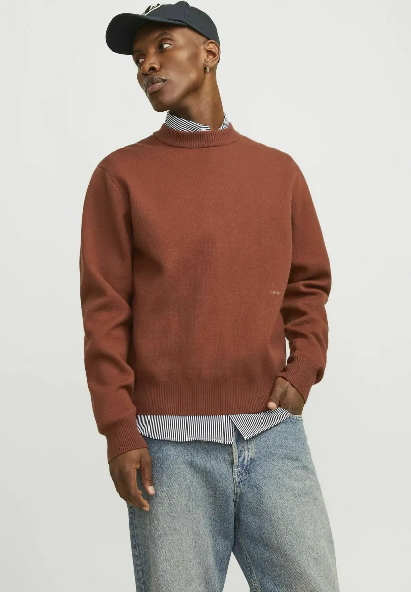 MIT RUNDHALS EINFARBIG  - Strickpullover - brown