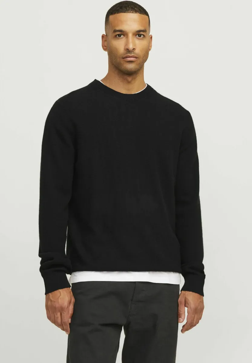 MIT RUNDHALS  - Strickpullover - black