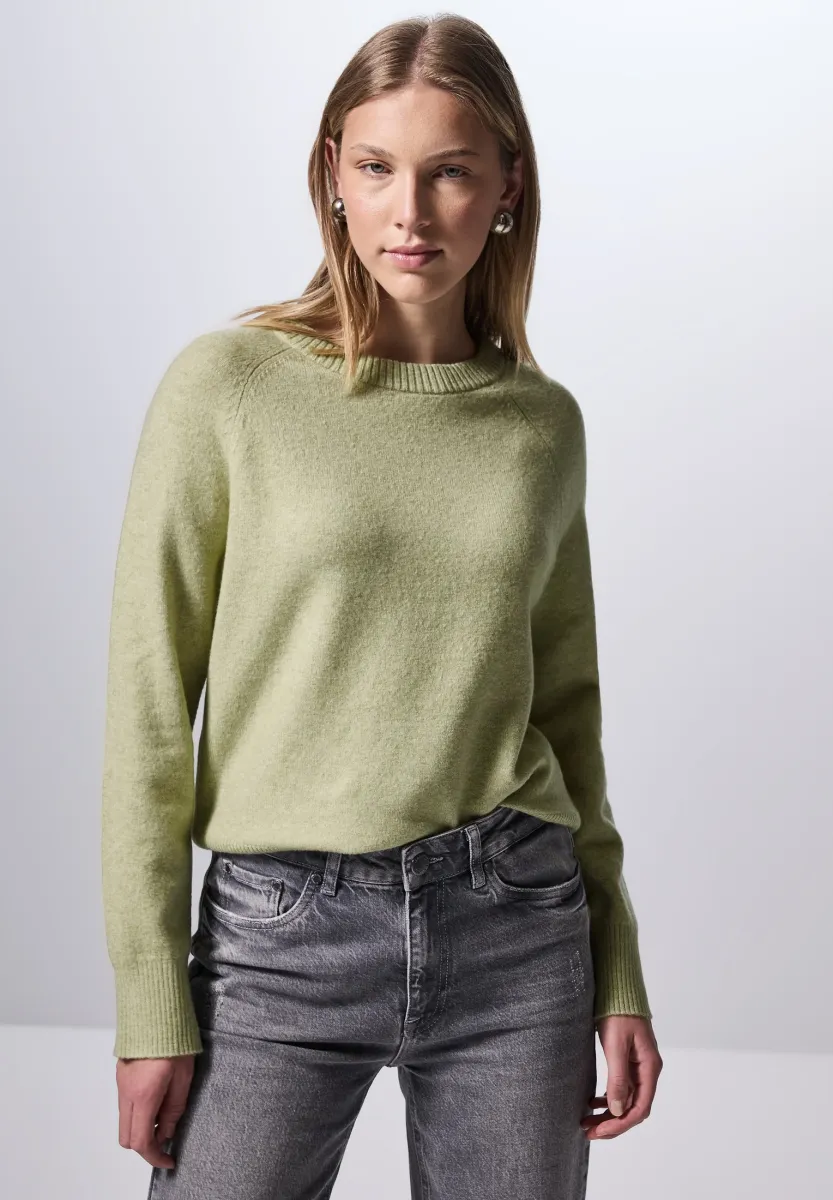 MIT RUNDHALS - Strickpullover - grün