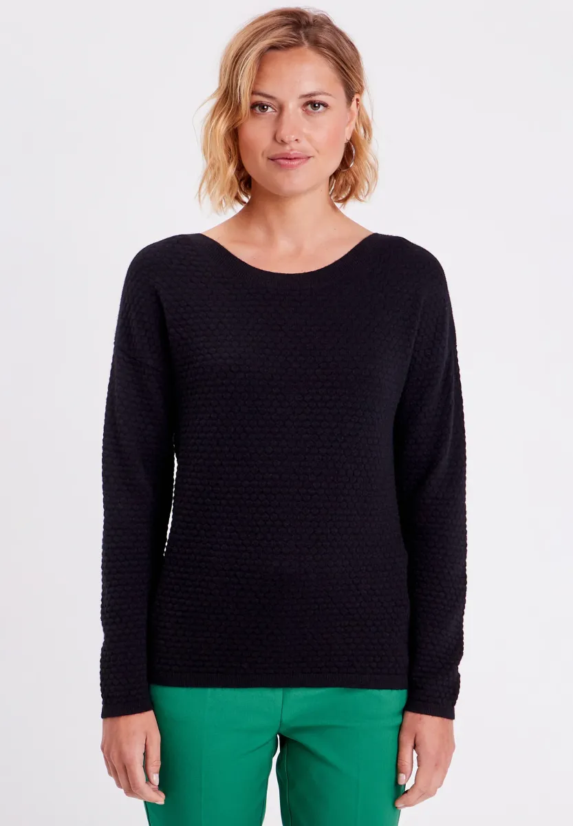 MIT RUNDHALSAUSSCHNITT - Strickpullover - noir