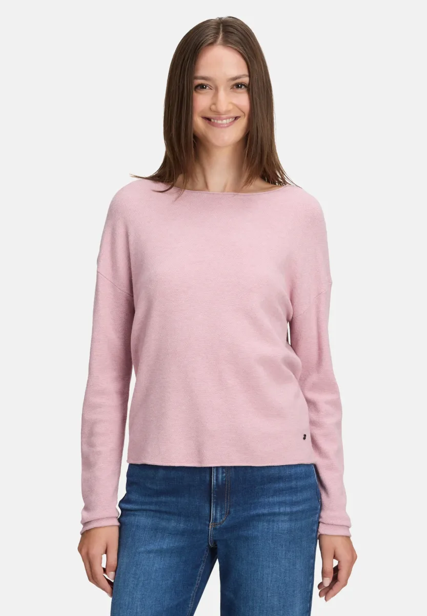 MIT RUNDHALSAUSSCHNITT - Strickpullover - rose melange