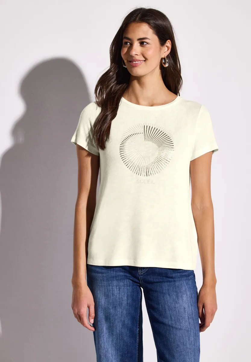 MIT SCHMUCKSTEINEN - T-Shirt print - weiß