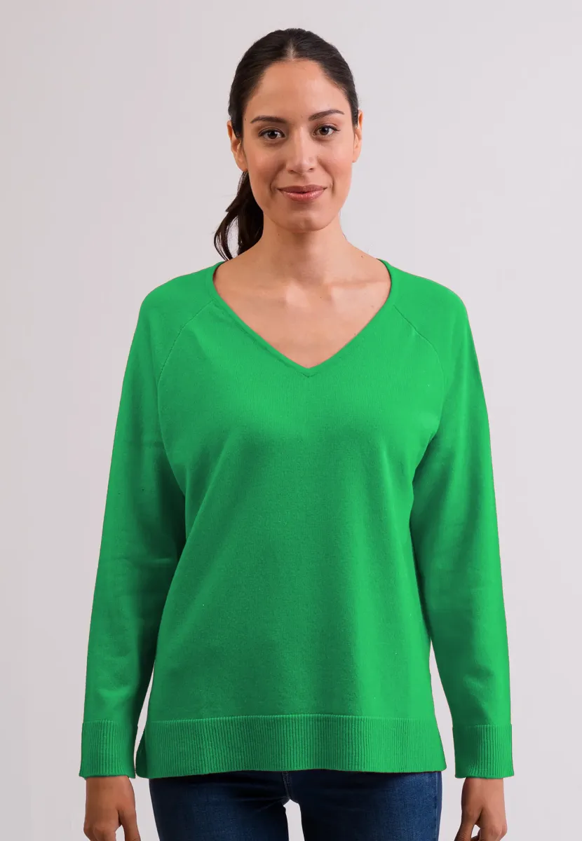 MIT SEITENSCHLITZEN - Strickpullover - grün