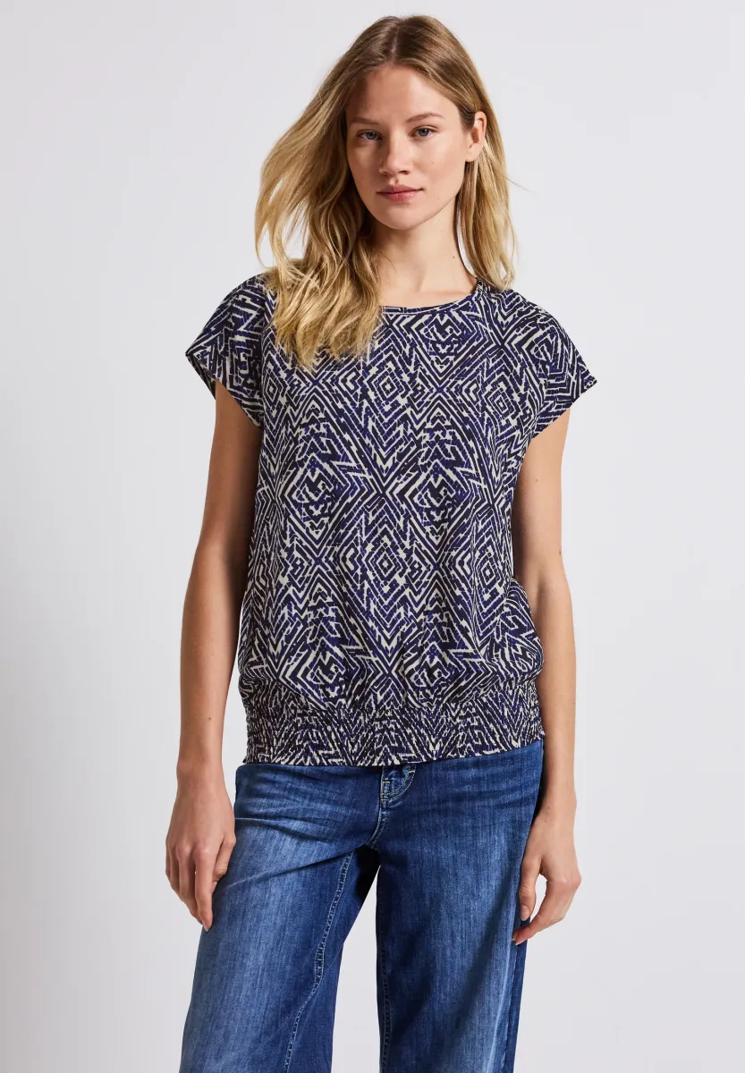 MIT SMOKSAUM - Bluse - blau