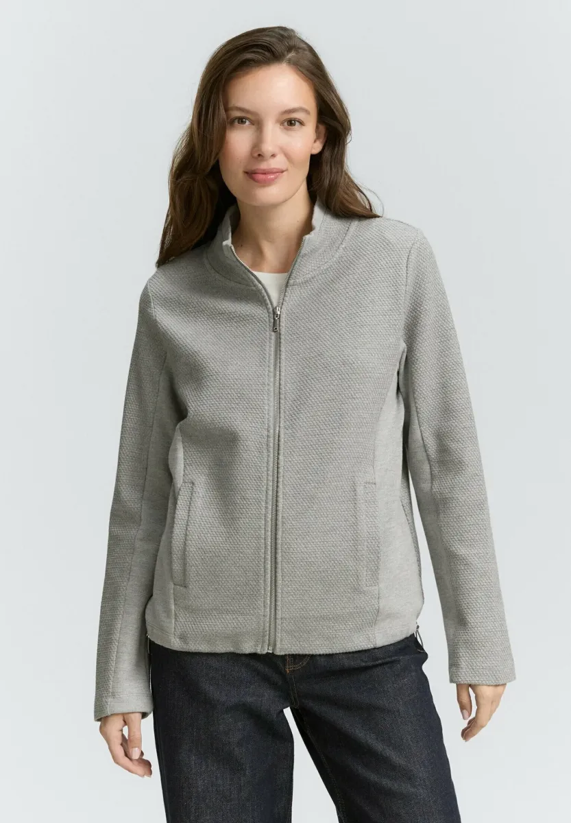 MIT STEHKRAGEN - Strickjacke - medium silver grey melange