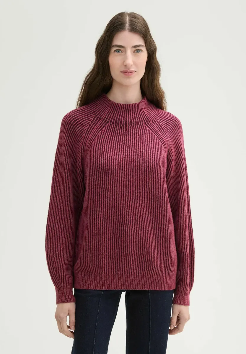 MIT STEHKRAGEN - Strickpullover - blackberry rib structure