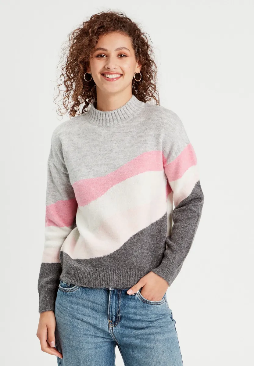 MIT STEHKRAGEN - Strickpullover - gris clair