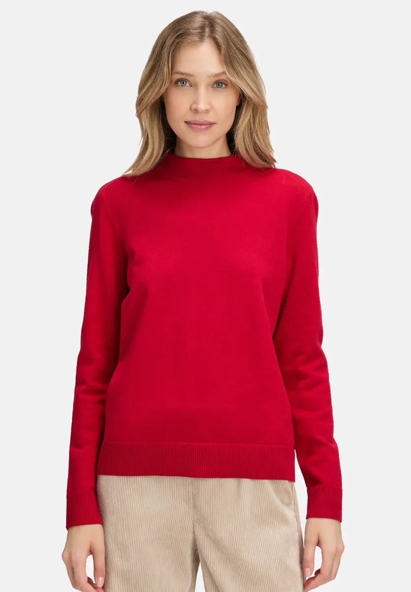 MIT STEHKRAGEN - Strickpullover - rot