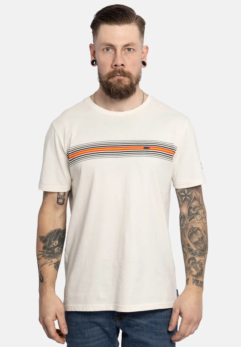 MIT STREIFENMUSTER - T-Shirt print - beige