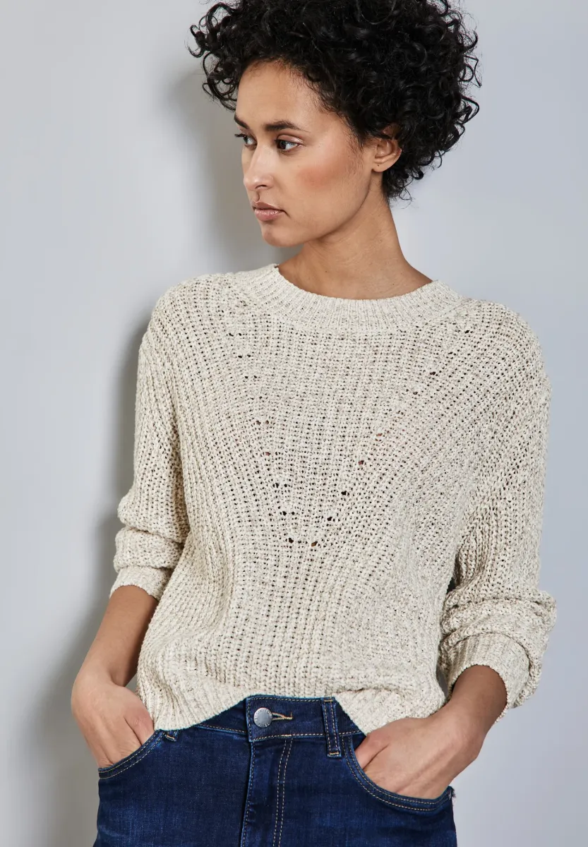 MIT STRICKMUSTER - Strickpullover - beige