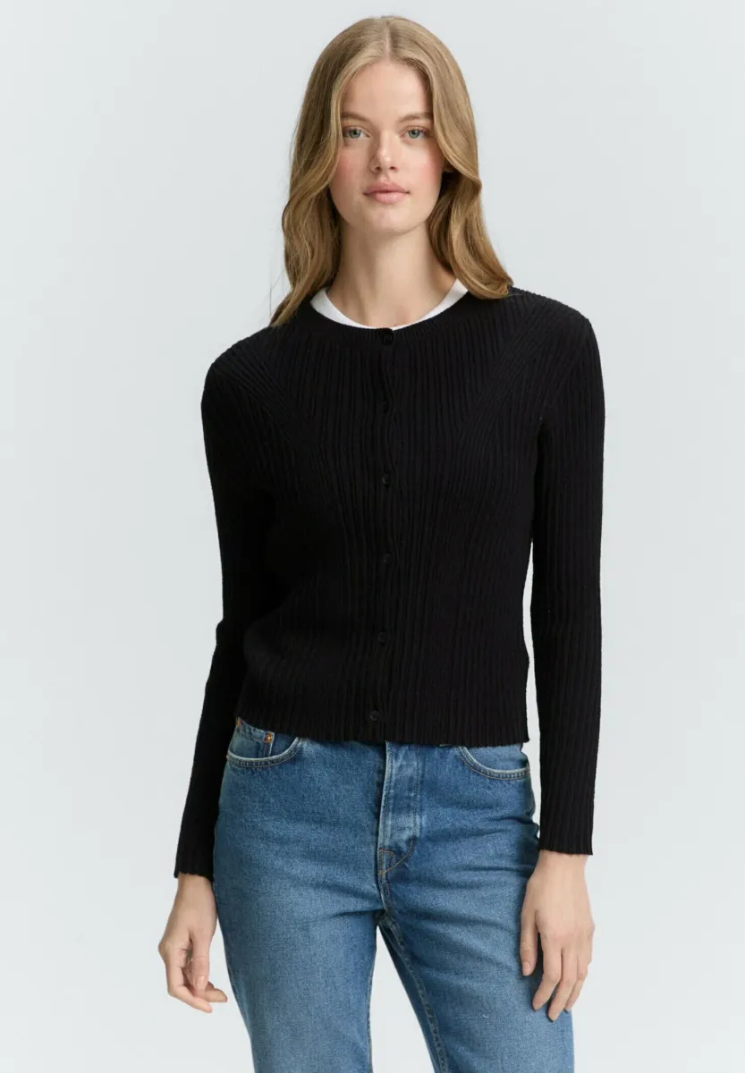 MIT STRUKTUR - Strickjacke - deep black