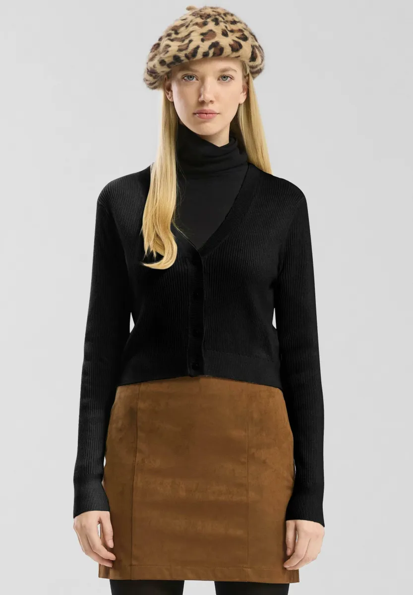 MIT STRUKTUR - Strickjacke - schwarz