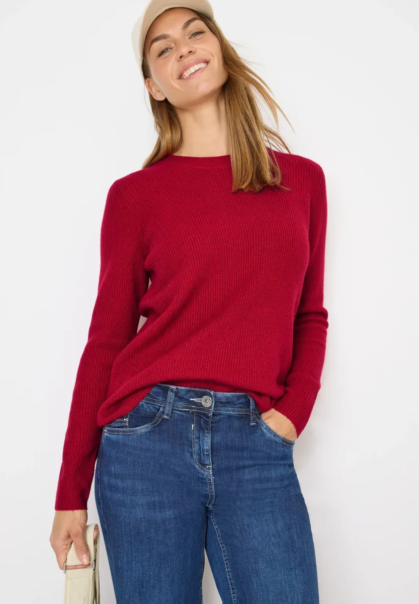 MIT STRUKTURDETAILS - Strickpullover - rot