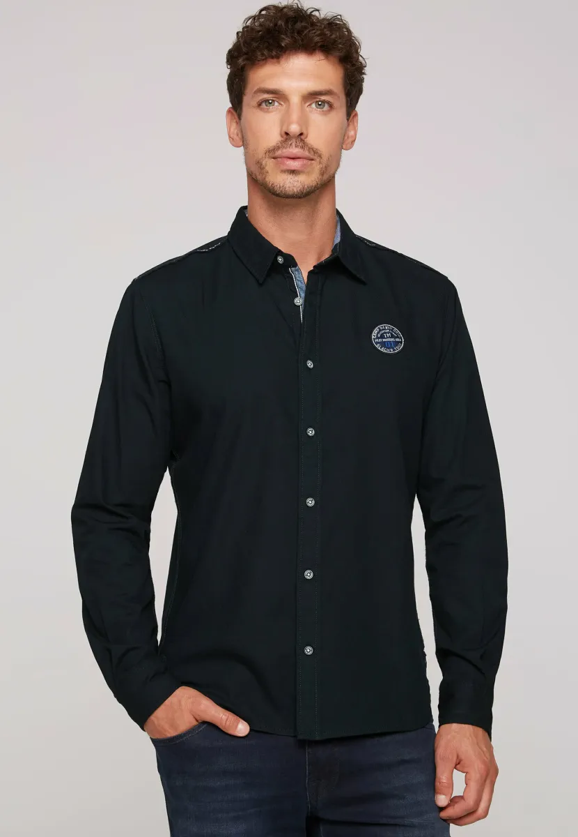 MIT STRUKTURSTREIFEN - Hemd - blue navy