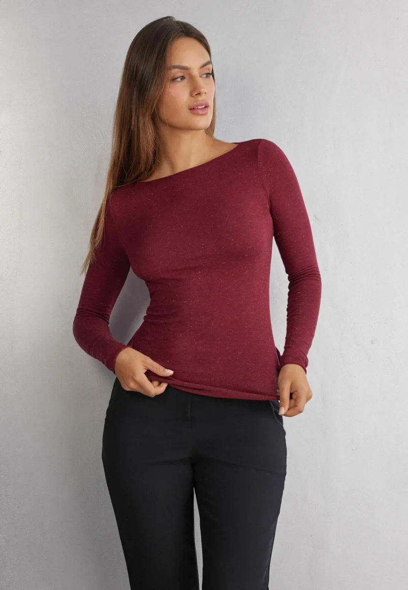 MIT U-BOOT-AUSSCHNITT AUS ULTRALIGHT  - Langarmshirt - burgundy