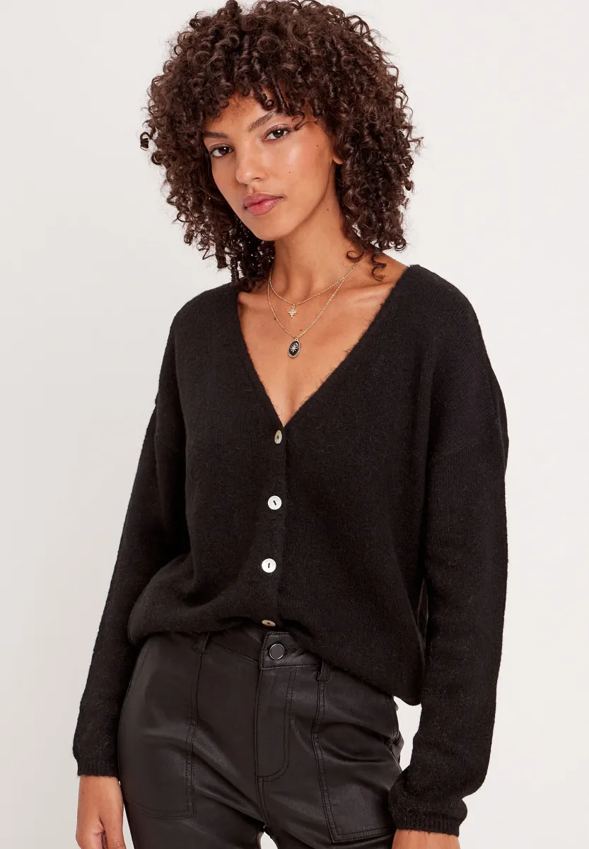 MIT V-AUSSCHNITT - Strickjacke - noir