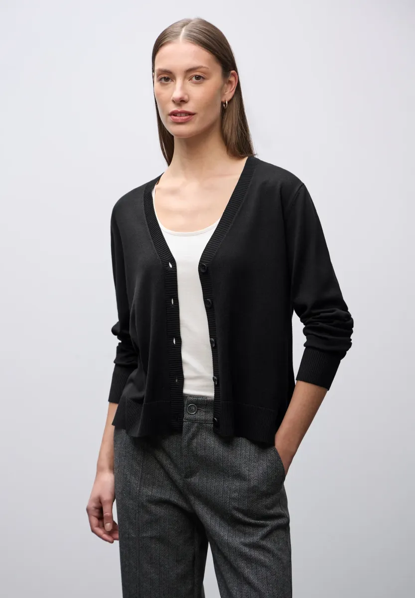 MIT V-AUSSCHNITT - Strickjacke - schwarz