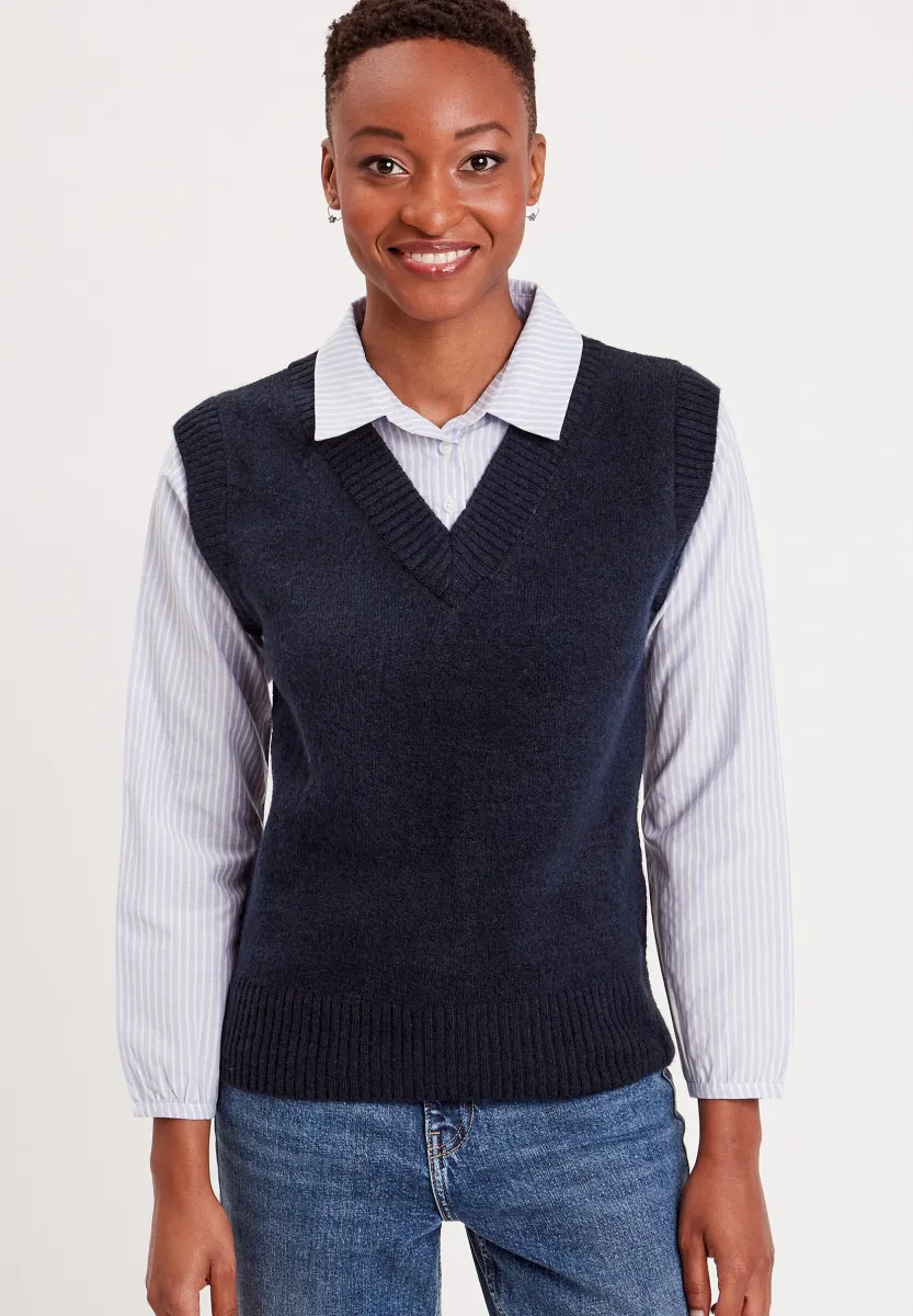 MIT V-AUSSCHNITT. - Strickpullover - bleu marine