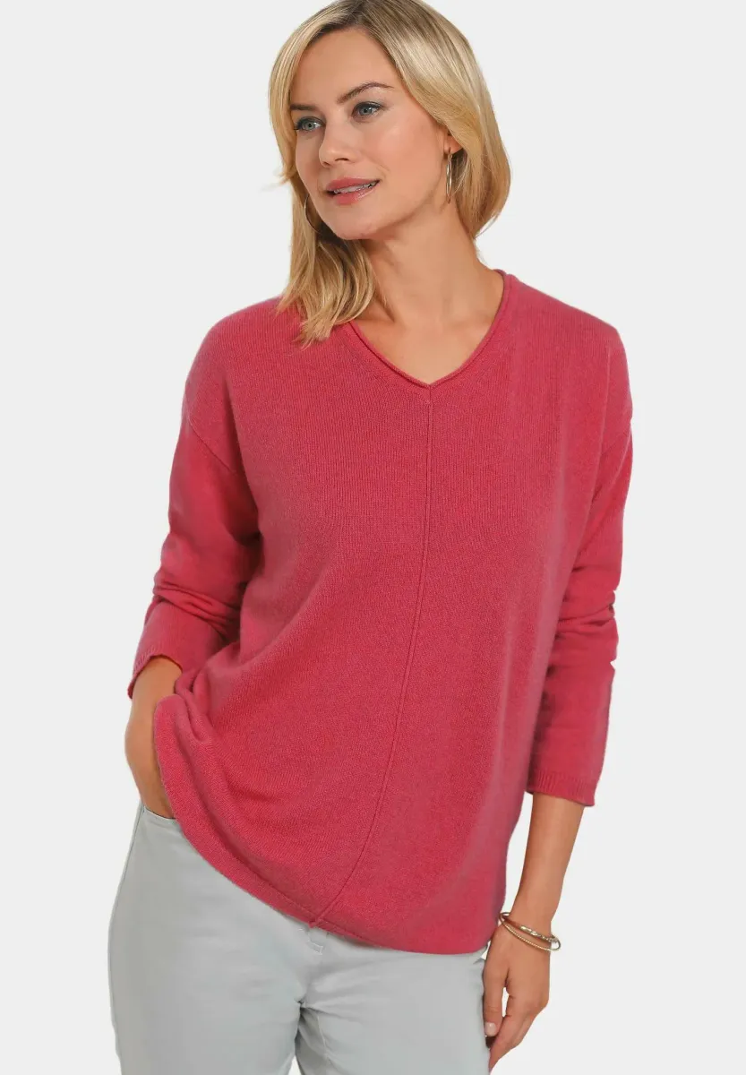 MIT V-AUSSCHNITT - Strickpullover - coral