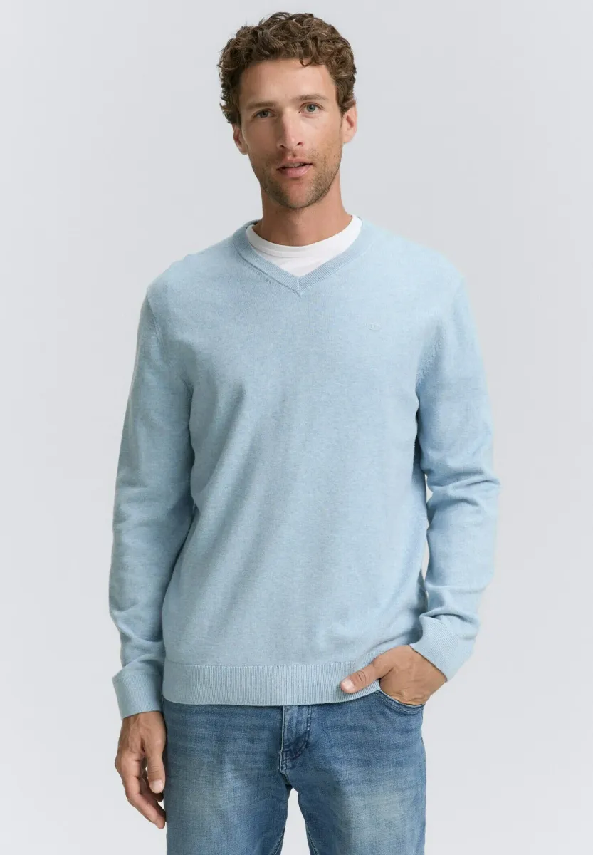MIT V-AUSSCHNITT - Strickpullover - light metal blue melange